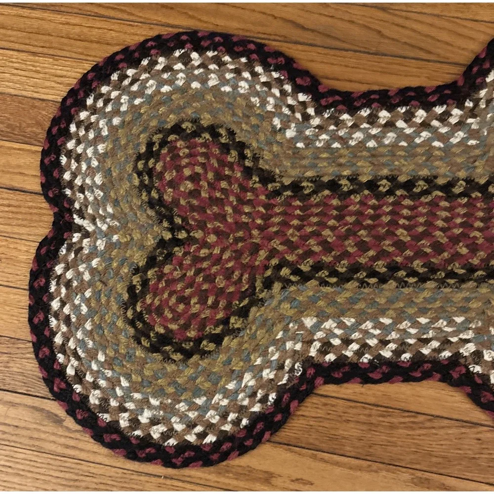 Burgundy Multi Colored‎ Dog Bone Shape Jute Braided Rug 18